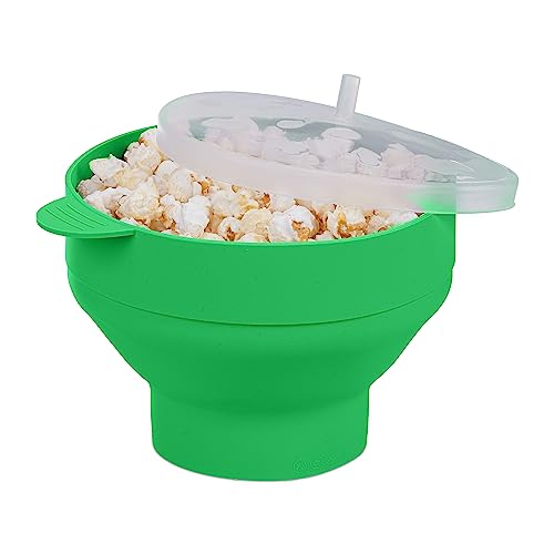Relaxdays Palomitero para Microondas, de Silicona, sin BPA, Recipiente con Tapa, Asas, Plegable,...