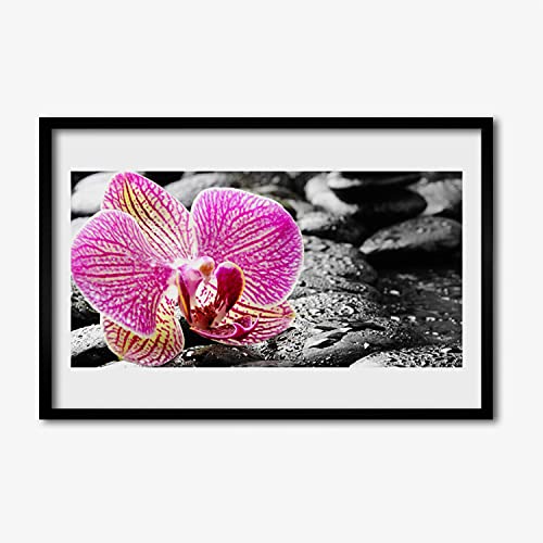 Affiche encadrée fleur d'orchidée de 60x40 cm pour une ambiance zen