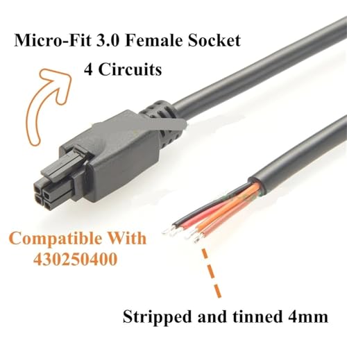 Câble Micro-Fit 3.0 à 4 broches 43025-0400 double rangée à extrémité ouverte - 5