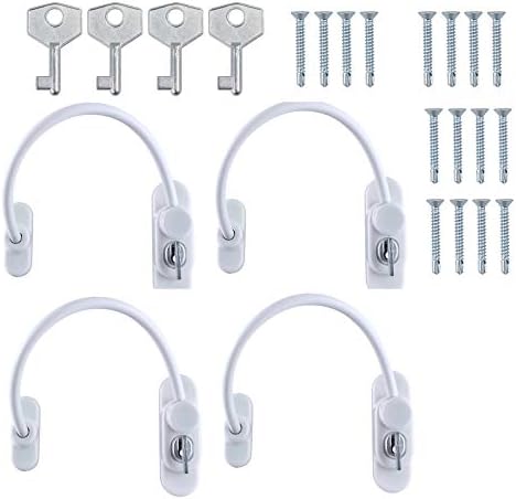 Kamtop 4 Packs 7 Inch Window Restrictor Locks Security Cable for Child Baby Safety Window Locks Door Locks