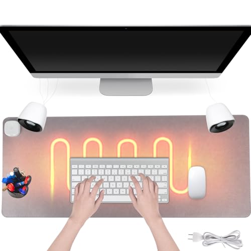 KBIBCK Beheizte Schreibtischunterlage 80x33 cm Beheiztes Mauspad Tischunterlage Beheizte mit Funktion Heizung mit 3 Heizstufen & 4 Stunden Automatischer Abschaltung Tischunterlage für Büro Zuhause