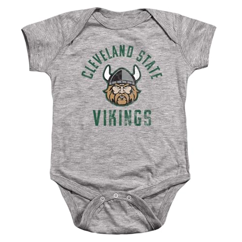 Cleveland State University Official Vikings Logo Unisex Infant Snap Suit for Baby,Athletic Heather, 12 Months