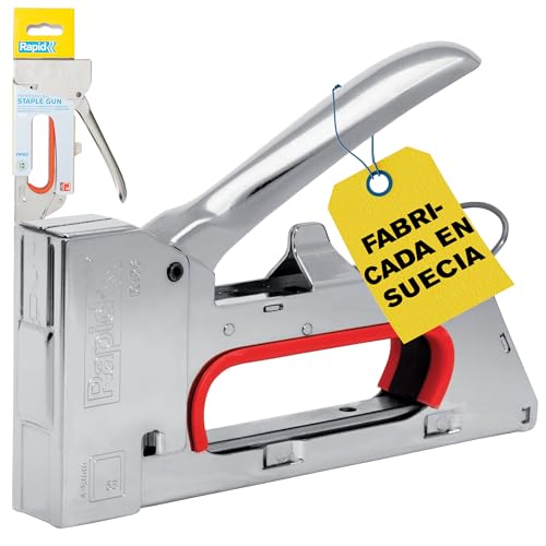 Rapid Grapadora Profesional Manual R153 PRO para Grapas No. 53, Grapadora para Tapicería con Empuñadura Ergonómica, 100% Acero, Sencillo Sistema de Carga, Fabricada en Suecia (5001665)