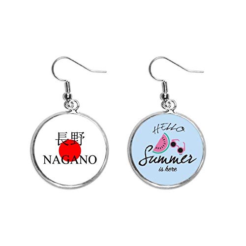 Pendientes de sandía Nagano de alta definición con sol rojo de Japón