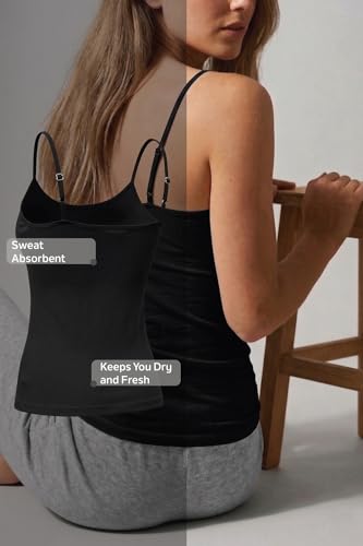 Image of Van Heusen Women's Everyday Cotton Cami | Relaxed Fit | Anti‑Bacterial Tech | Keeps You Dry and Fresh | Sweat Absorbent | Spaghetti Camisole | Color Fresh | Stays 11203|Available in Pack of 1 & 2