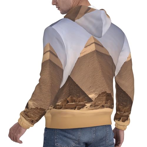 nanger Pyramids Of Egypt Print Men'S Casual Hooded Sweatshirt, Thin Fleece Long Sleeve Hoodie Pullover With Pocket4