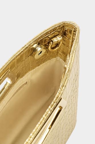 Image of Coucoland Women's PU Leather Clutch Purse with Metallic Geo Top Handle