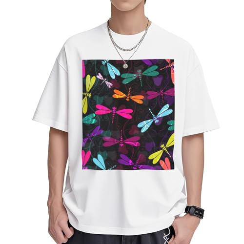 T-shirt décontracté coton femme col rond manches courtes imprimé libellule