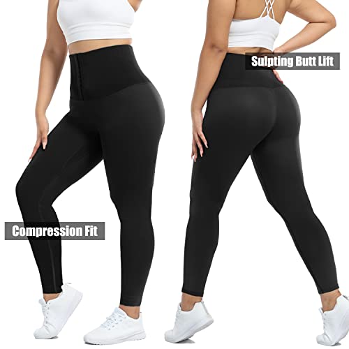 Yofit Super High Waist Corset Leggings For Women Shaper Leggings With Waist Trainer Compression Yoga Pants Black Xl #TOP4