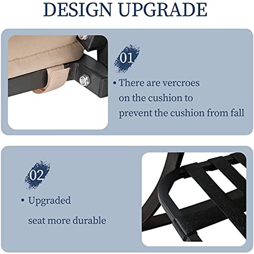 Oakmont Outdoor Furniture 3 Piece Conversation Bistro Set Rocking Chairs And Glass Top Table, Thick Cushions, Black Steel (Brown) #TOP2