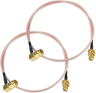 Boobrie SMA Male Right Angle to Female Cable 50CM RG316 Coax SMA WiFi Antenna Cable SMA Male 90 Degree Cable SMA Female Bulkhead Connector for Mobile Antennas/WiFi Antenna etc Pack of 2