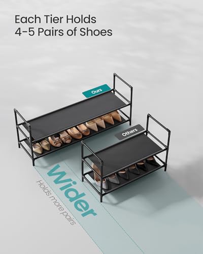 Image of SONGMICS 2-Tier Shoe Rack, Shoe Storage for Hallway Closet, Slim and Space-Saving, Steel Frame, Non-Woven Fabric Shelves, Black ULSH052B01