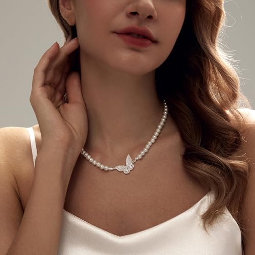 Image of Zeffy Pearl Necklace 4MM /6MM /8MM Dainty Round Imitation Pearl Choker Necklace Wedding Pearl Necklace Delicate Jewelry for Women Simple Bridesmaid Jewelry Gifts