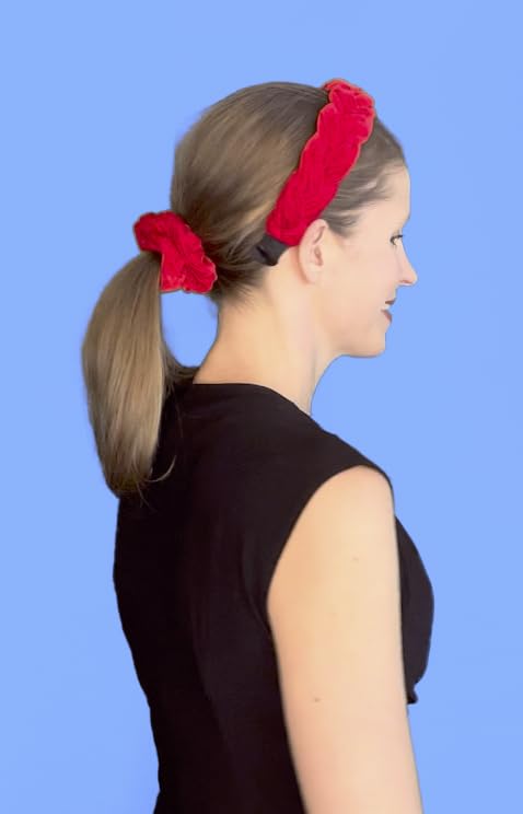 Miniatura 6 de Shimmer Anna Shine Diademas y coleteros de terciopelo rojo para mujeres y niñas, diadema de terciopelo trenzado para mujeres y niñas (diadema