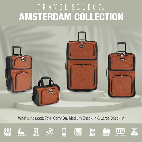 Image of Travel Select Amsterdam Softside Expandable Luggage with Rolling Wheels, Gray, 4-Piece Set (15 /21 /25 /29)