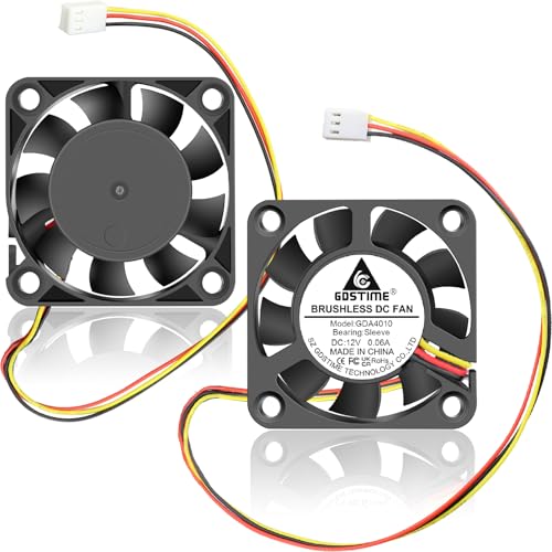 GDSTIME 40mm Fan 3 Pin 12V 40x40x10mm Mini Computer PC Case DC Brushless Cooling Fan Replacement for CPU Cooler Northbridge Heatsink 3D Printers (2 Pack)