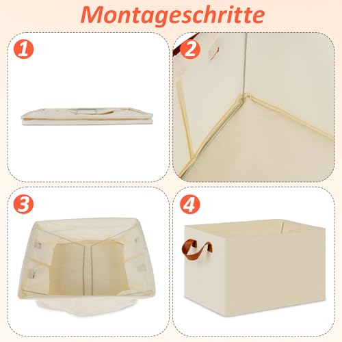 iEGrow Aufbewahrungsbox, 3er Set, faltbare Stoffbox mit Griffen, Aufbewahrung für Kleidung, 41 x 32 x 23 cm, Oxford… – Ansicht 6