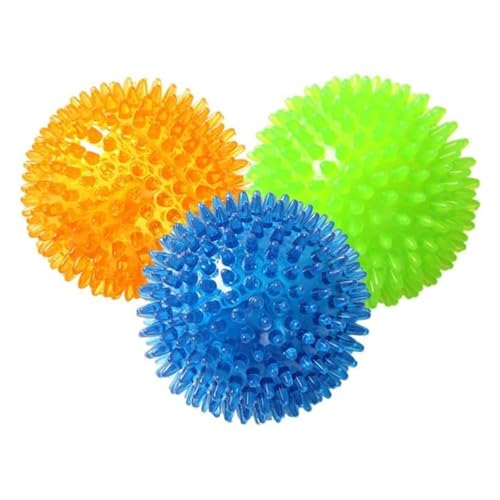 犬おもちゃ 3個 犬用ボール 噛むおもちゃ 音の出るおもちゃ 知育玩具 天然ゴム 弾力性 耐久性 ストレス解消 運動不足 訓練用 中小型犬に適用 (S(6.5cm))
