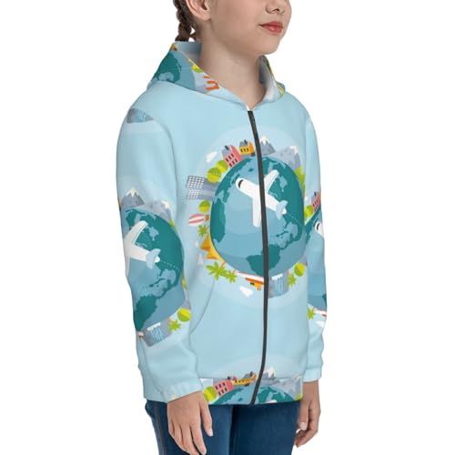 Dreaming Travel Kid Hoodies Boys Zip Up Sweatshirts Girls Pullover with Pocket4