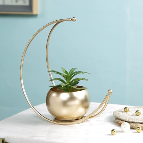 Image of CraftVatika Geometric Metal Flower Vase Diwali Gift Items for Home Decoration Tabletop, Side Table, Living Room, Home Office Decoration, Home Decorative Items, Golden 18.5 cm Height (5 Box)