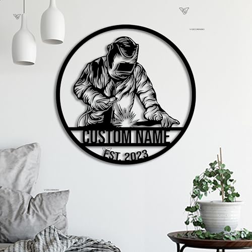 Welding Worker Metal Wall Art & LED Sign - Model 166-04