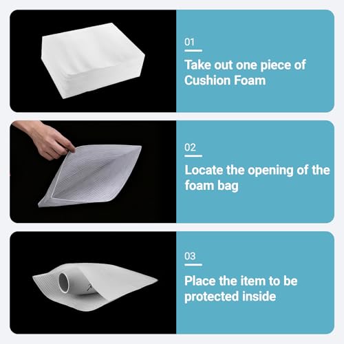 100 Stück Luftpolsterfolie Schaumstoffverpackung für Umzugskartons - Schaumfolie für Umzug, Lagerung, Geschirr, Gläser, und Weinflaschen (30x30cm)