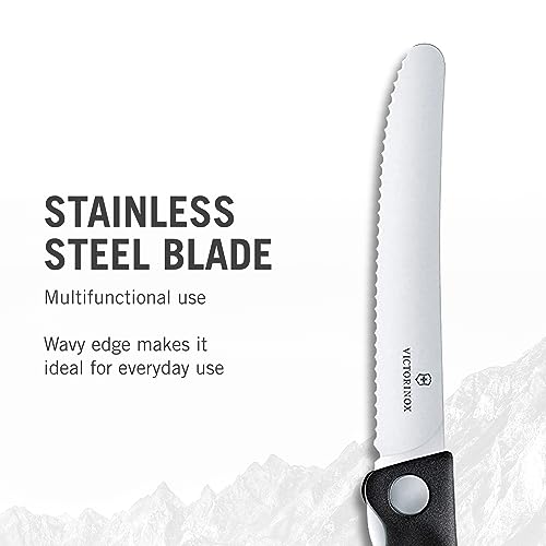 Victorinox Swiss Classic, Profi Tomaten- und Tafelmesser, Extra Scharfe Klinge, Wellenschliff, 11 cm, Rostfreier Stahl, schwarz – Ansicht 3