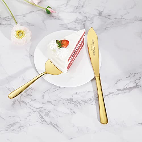 Aw Bridal Personalized Gold Cake Cutting Set For Wedding, Stainless Steel Cake Knife Gold Pie Server Gift For Parties, Receptions, Birthdays//Dk2201Cpp04// #TOP2