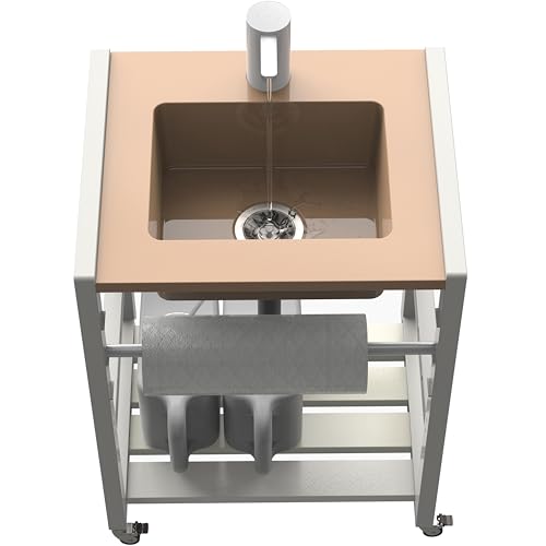 Splishkin Bathroom Vanity Sink Portable Sink Wash Station with Electronic Faucet Adjustable Height Dual Water Tanks Ideal for Home Camping Art & Pottery Studios (Large Tank)