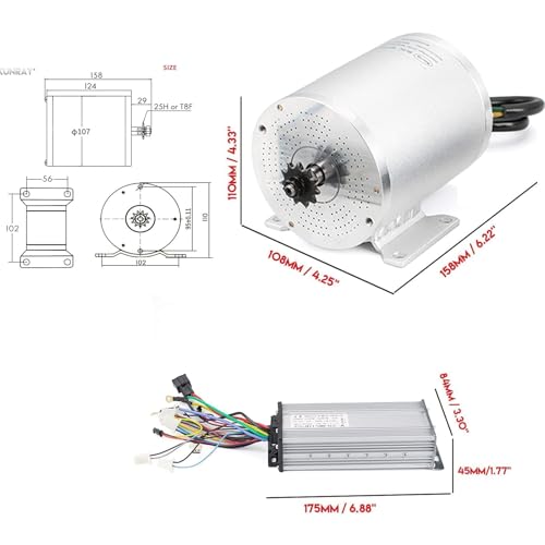 Electric Motor 1600W 48V Go Kart Electric Motor Kit with Throttle 33A Speed Controller BLDC ATV Kits Scooter Motorcycle Engine Scooter Chain T8F