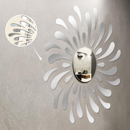 Image of INCREWAY 1Set Mirror Wall Stickers Decor Acrylic 3D Water Droplet Decorative Mirrors Stickers Removable Wall Art Decals for Home Living Room Bathroom Office Dormitory Decorations