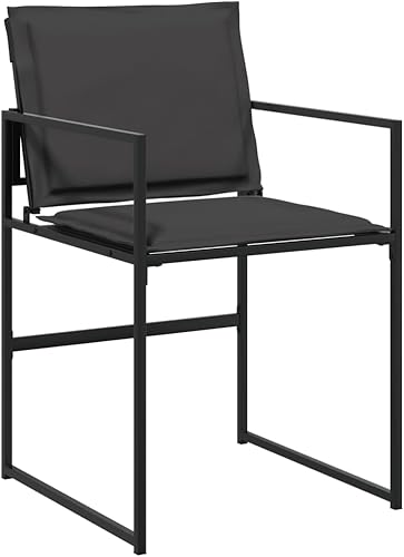 Miniatura 6 de Sillas para patio con cojines, 4 piezas, acero negro y textileno, sillas de comedor al aire libre, sillas de comedor al aire libre, silla de jardín