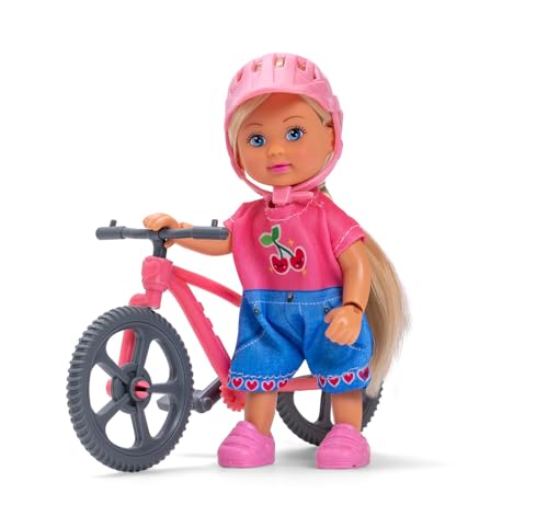 Simba Evi Love Mountain Bike – Puppe mit Fahrrad und Helm, sportliches Spielset mit Zubehör, Outdoor-Abenteuer für Kinder, Puppengröße 12 cm, ab 3 Jahren