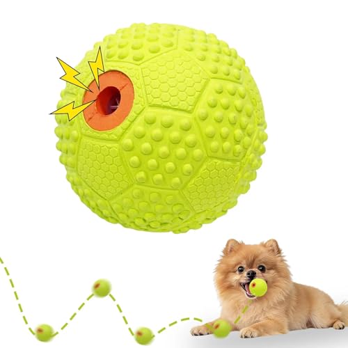 LaRoo犬おもちゃ、音が出る音が鳴る玩具、噛むおもちゃ、天然ラバ歯磨き、耐久性のある、投げる (5CM, イエロー（フットボール）)