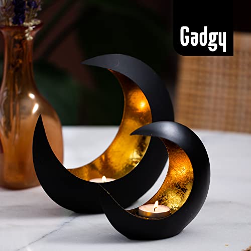 Gadgy Candle Holder Set of 2. Small and Large Candle Holders. Oriental Decoration. Candle Decoration. Tealight Candle Holders for Living Room. Black and Gold Candles & Holders. Tealight Holder. - Image 7