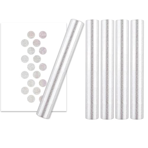 5 PCS 16.4 Feet x 5.9 inch Heat Activated Foil Hot Foil Roll Heat Activated Foil,Foil Transfer Sheets forScrapbooking and Mixed Media Projects Heat Foil Pen(Silver Quicksand)
