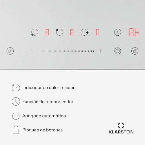 KLARSTEIN Delicatessa Piastra Induzione - 3 Zone Fornello Induzione da Incasso, 6600W con Booster, Controllo Touch a Scorrimento, Timer e Blocco Bambini, Vetroceramica Bianco, Design Compatto 45cm - 5