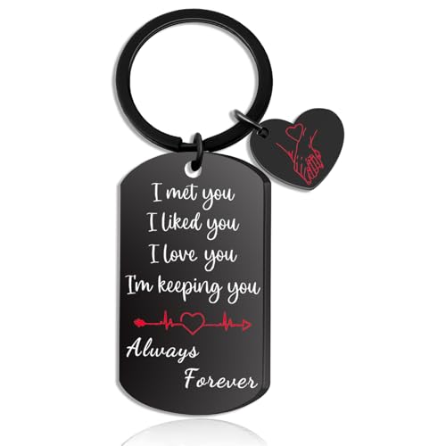 ICHRATI Romantic Gift for Her Him - Anniversary, Birthday, Wedding Present for Girlfriend, Wife, Boyfriend, Husband - Love You Always Forever Key Chains, Small, Black