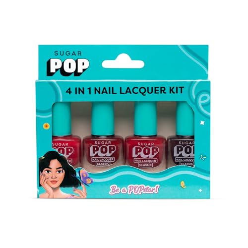 Image of SUGAR POP 4 in 1 Nail Lacquer Kit- 02 Rouge Canvas
