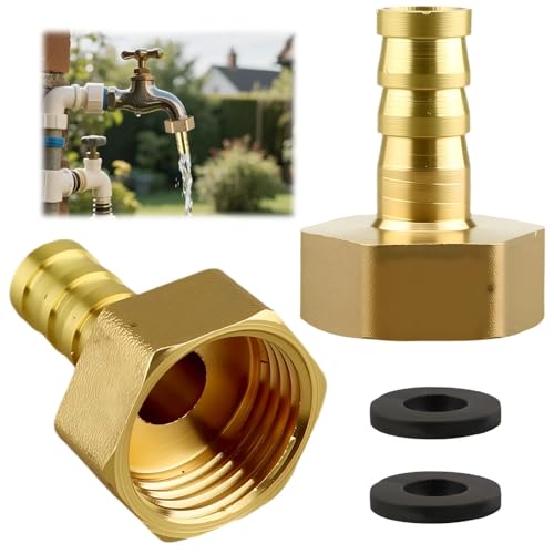 2 Pièces Adaptateur Gaz, Barbed Brass Raccords Laiton Cannelés 10mm x 1/2 PT Femelle, Adaptateurs de Tuyau pour Air, Eau, Huile, Carburant, Gaz Inerte,...