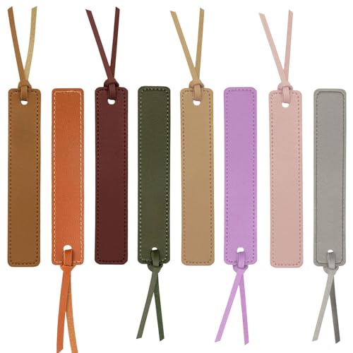 DEFIYEAR 8PCS Leather Bookmark, Leather Bookmarks for Men Women, Handmade Bookmarks with Rope, Page Markers Personalized Placeholder for Reading, for Her Book Lovers Readers Writers Christmas Gift