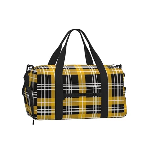 Sac de sport Mexpekil plaid jaune et noir pour week-end et fitness