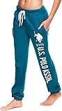 U.S. Polo Assn. Essentials Womens Sweatpants with Pockets, Comfy French Terry Joggers for Women (Dark Green, Large)