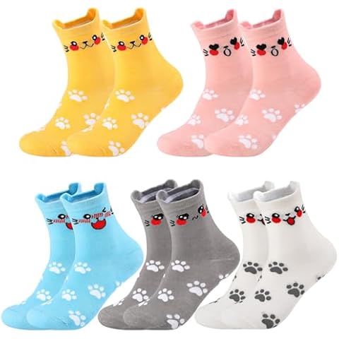 Zuimei 5 Pairs Cute Animal Crew Socks Cover