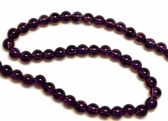 Améthyste smooth rounds 4mm : fil de perles rondes naturelles de 8 pouces