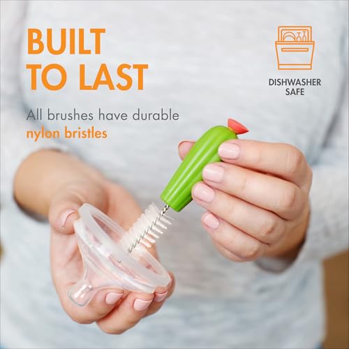 Image of Boon Cacti Replacement Baby Bottle Brushes - Includes Bottle Cleaner Brush, Straw Cleaner Brush, Nipple Brush and Detail Brush for Baby Bottles - Newborn Essentials - Sage - 4 Count (Pack of 12)