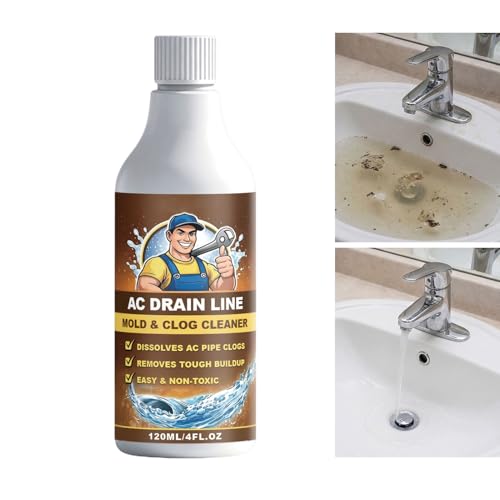 Limpiador de desagüe de ducha, desatascador de pelo de tubería de CA de 120 ml, removedor de obstrucciones de drenaje de fregadero, para tuberías de CA, inodoro, ducha, cocina, bañera, piscina, lavado
