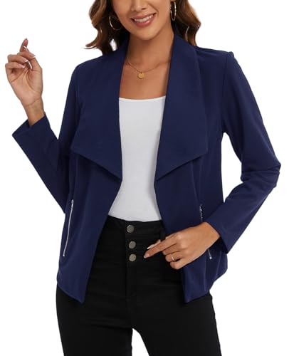 MINTLIMIT Blazer for Women Long Sleeve Open Front Blazer Draped Lightweight Casual Work Office Jacket with Zipper Pockets4