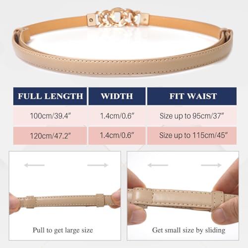 Glamorstar Women Skinny Belts for Dresses Thin PU Leather Waist Belt with Gold Buckle4