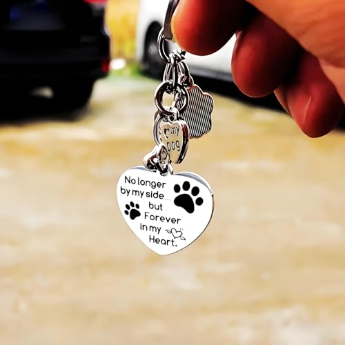 Kisstta Schlüsselanhänger Hund, Erinnerung Hund, Edelstahl Schlüsselanhänger Pfotenabdruck, Trauergeschenk mit Gravur für Familie Lieben Freunde